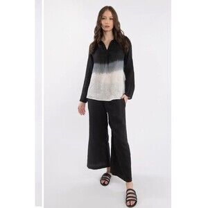 Luna Luz 100% Linen Wide Leg Ankle Pant Cropped Sz S Lagenlook Style